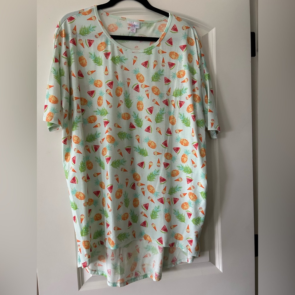 Lularoe, Irma, M, Lime Green, Pineapples, Ice cream, Watermelon, Summer shirt